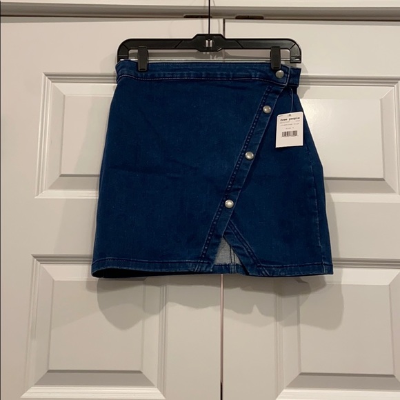 Free People Dresses & Skirts - NWT Free People Notched Denim Mini Skirt Size 4
